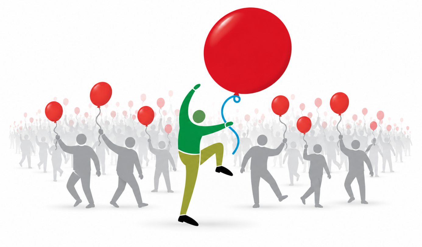 BOB members with balloons
